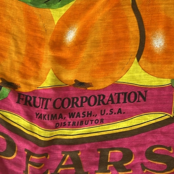 Echo Vintage Farm Orchard Produce Pear Bushel Pink Raw Edge Square Scarf - Picture 8 of 13